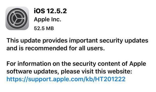 崇阳苹果手机维修分享iOS12.5.2发布，建议所有老苹果用户安装 